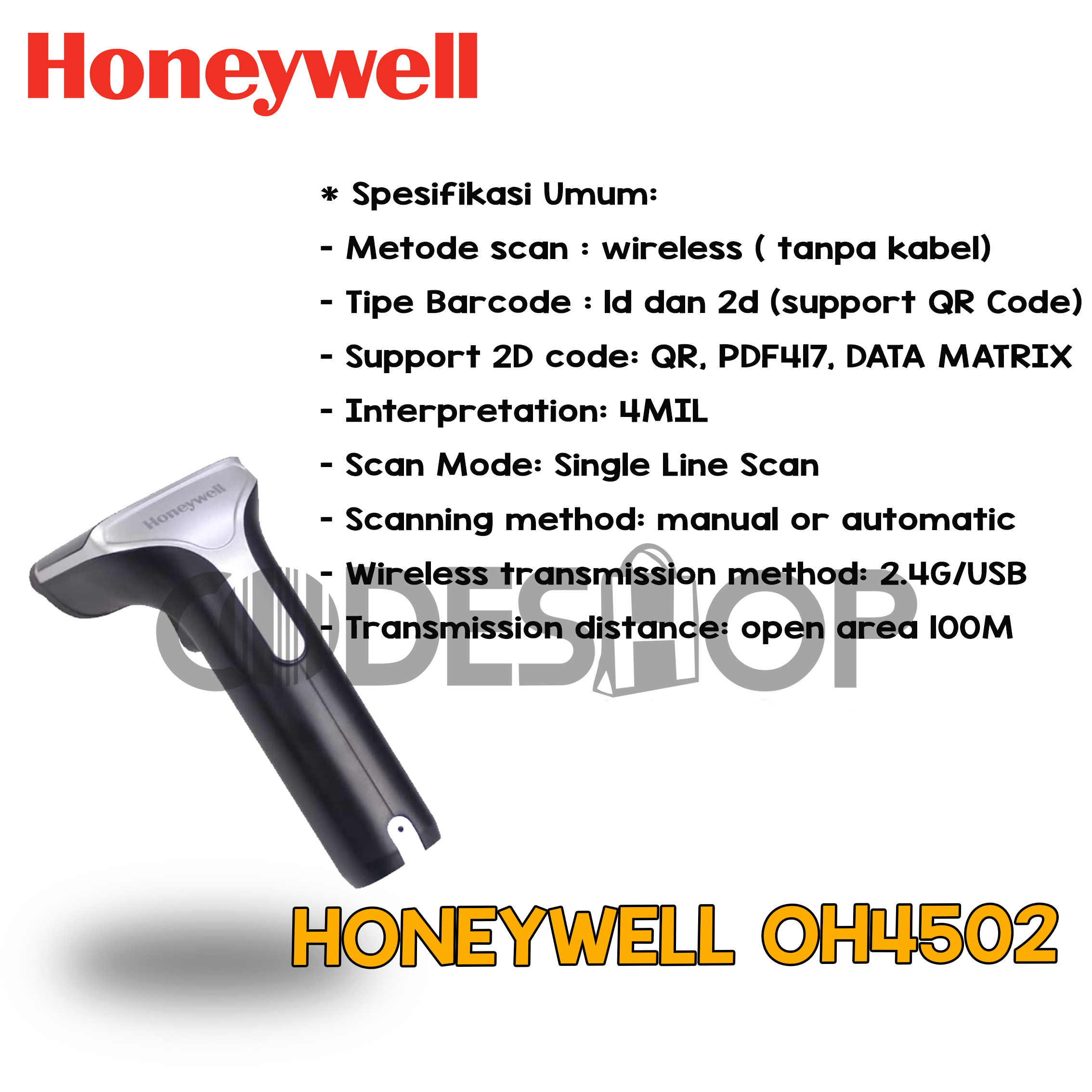 Barcode Scanner Wireless Honeywell OH4502 - Image 4