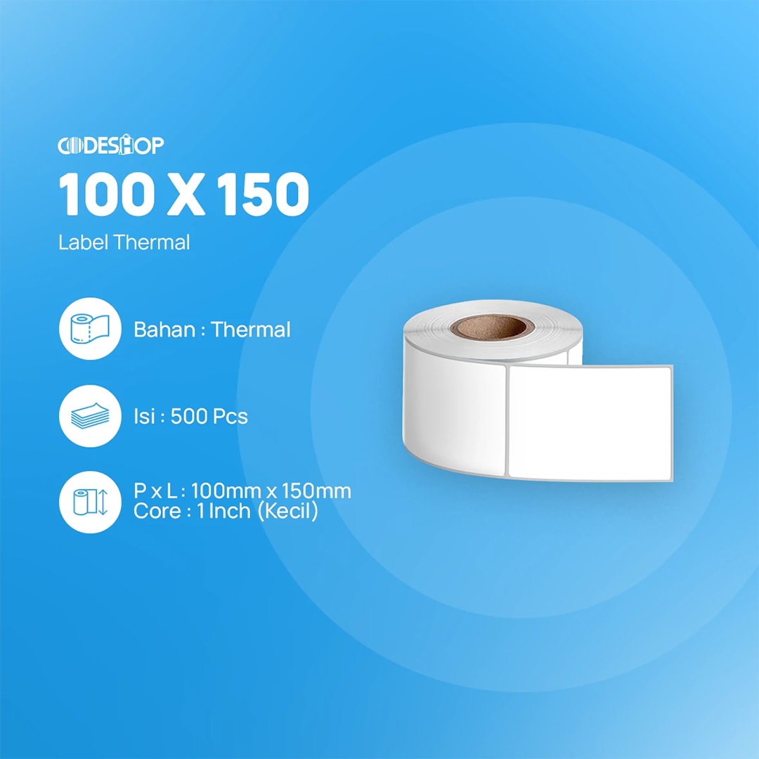 Sticker Label Thermal ECO 100x150 mm 1 Line 500 Pcs Stiker Printer Barcode