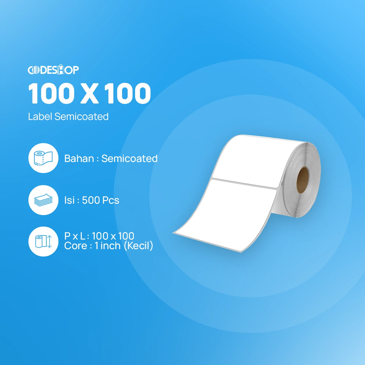 Label Semicoat 1Line 100x100mm 500Pcs - Image 2