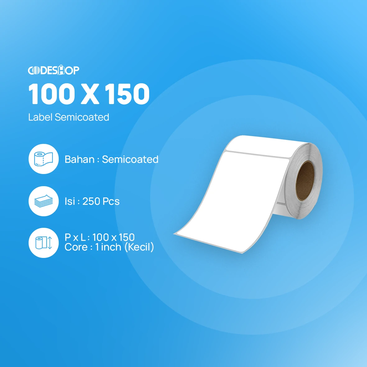 Label Semicoat 1Line 100x150mm 250Pcs - Image 2