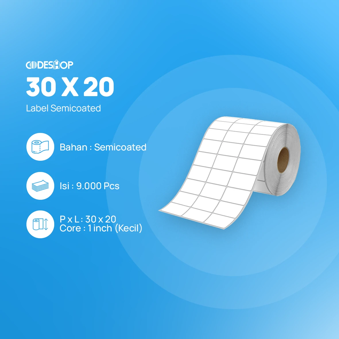 Label Semicoat 3Line 30x20mm 9000Pcs - Image 2