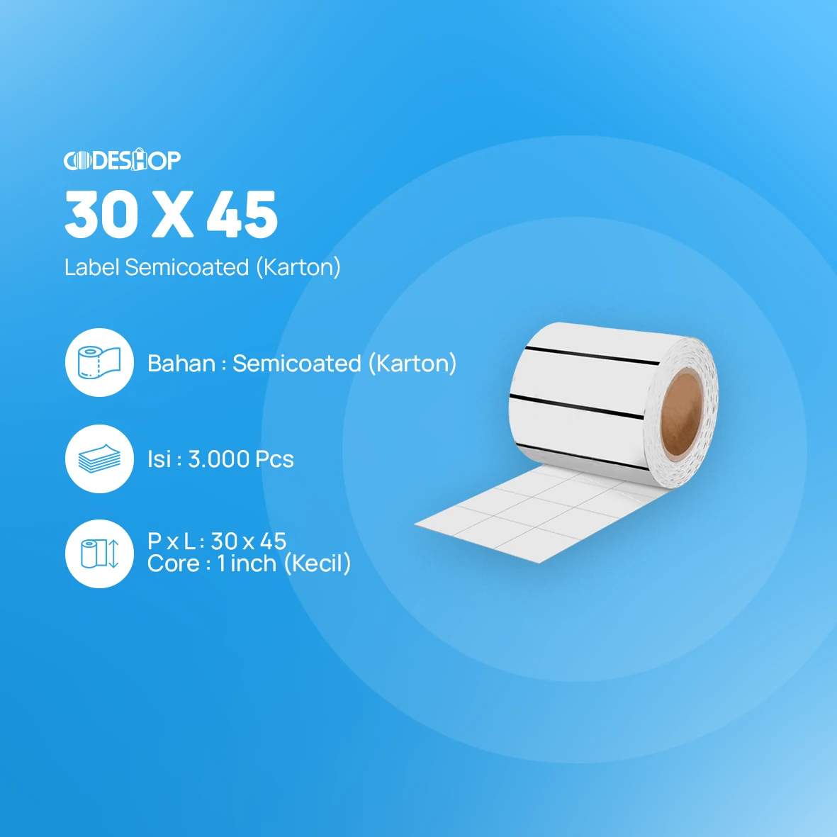 Label Semicoat 3Line 30x45mm 3000Pcs Karton - Image 2