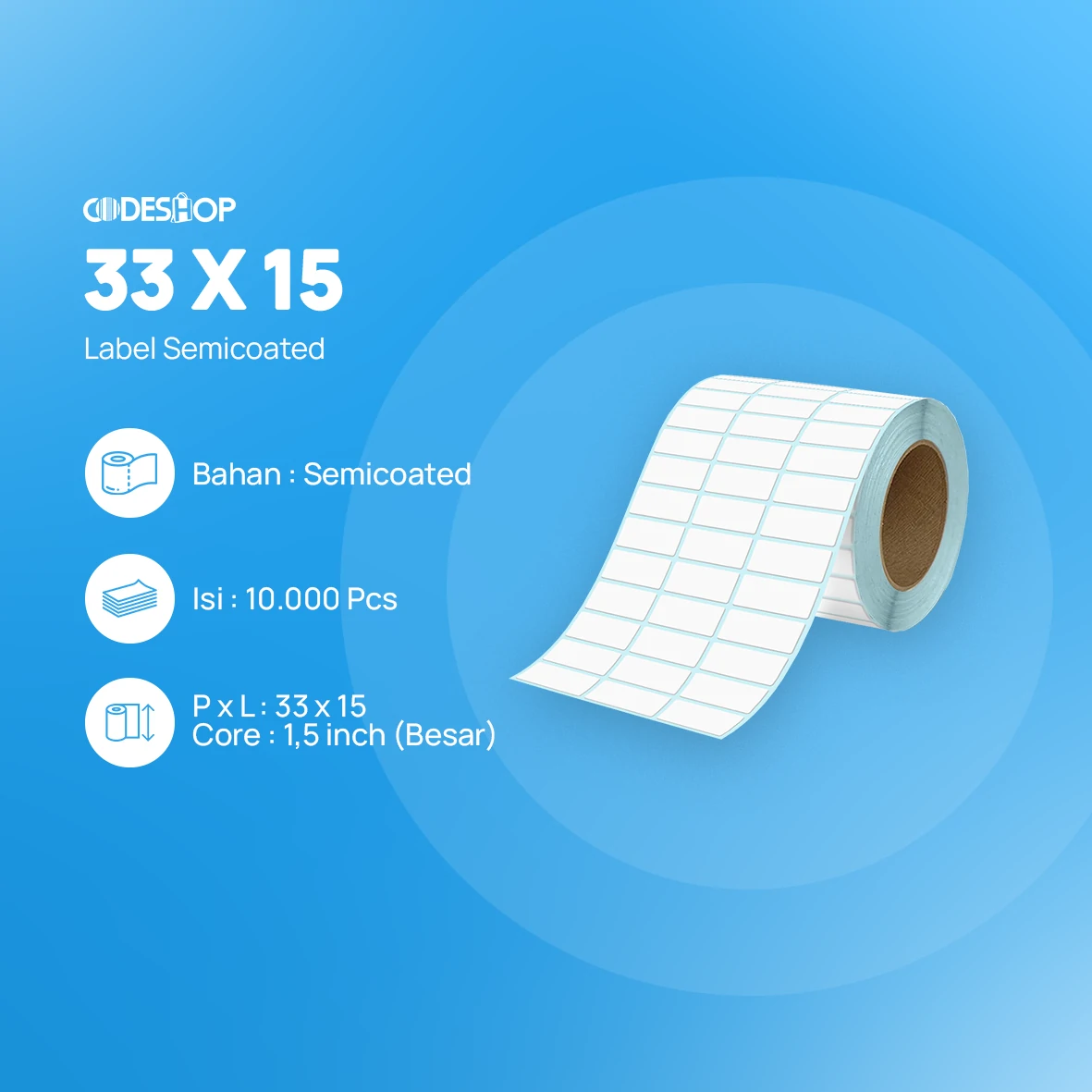 Label Semicoat 3Line 33x15mm 10000Pcs Core Besar - Image 2