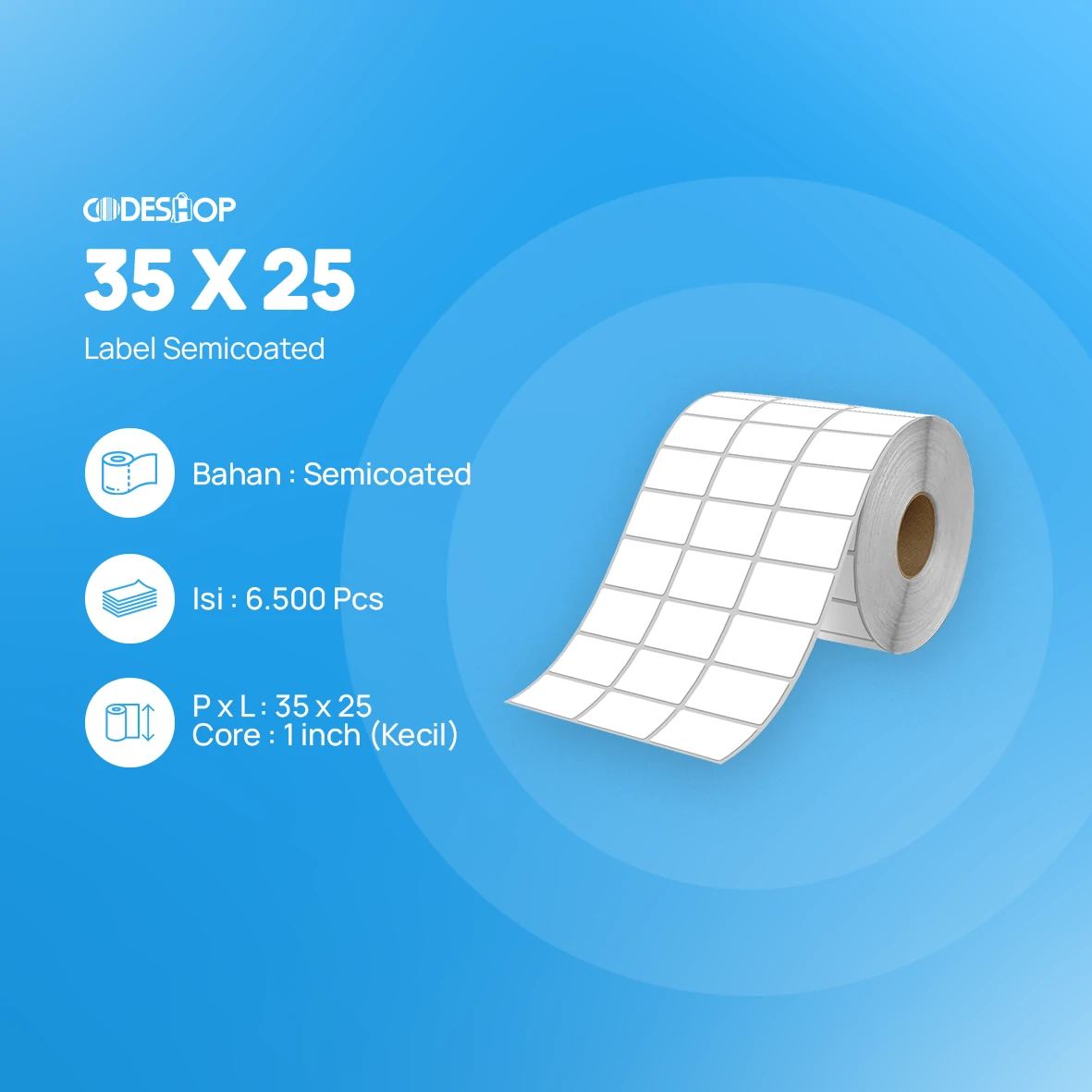 Label Semicoat 3Line 35x25mm 6500Pcs - Image 2