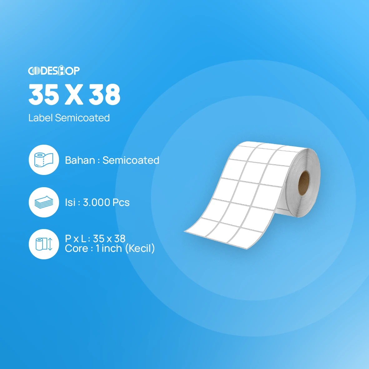 Label Semicoat 3Line 35x38mm 3000Pcs - Image 2