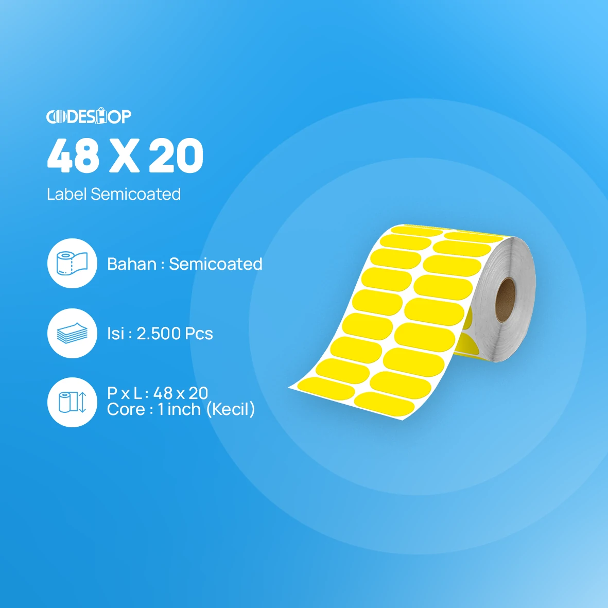 Label Semicoat 2Line 48x20mm 2500Pcs Kuning - Image 2