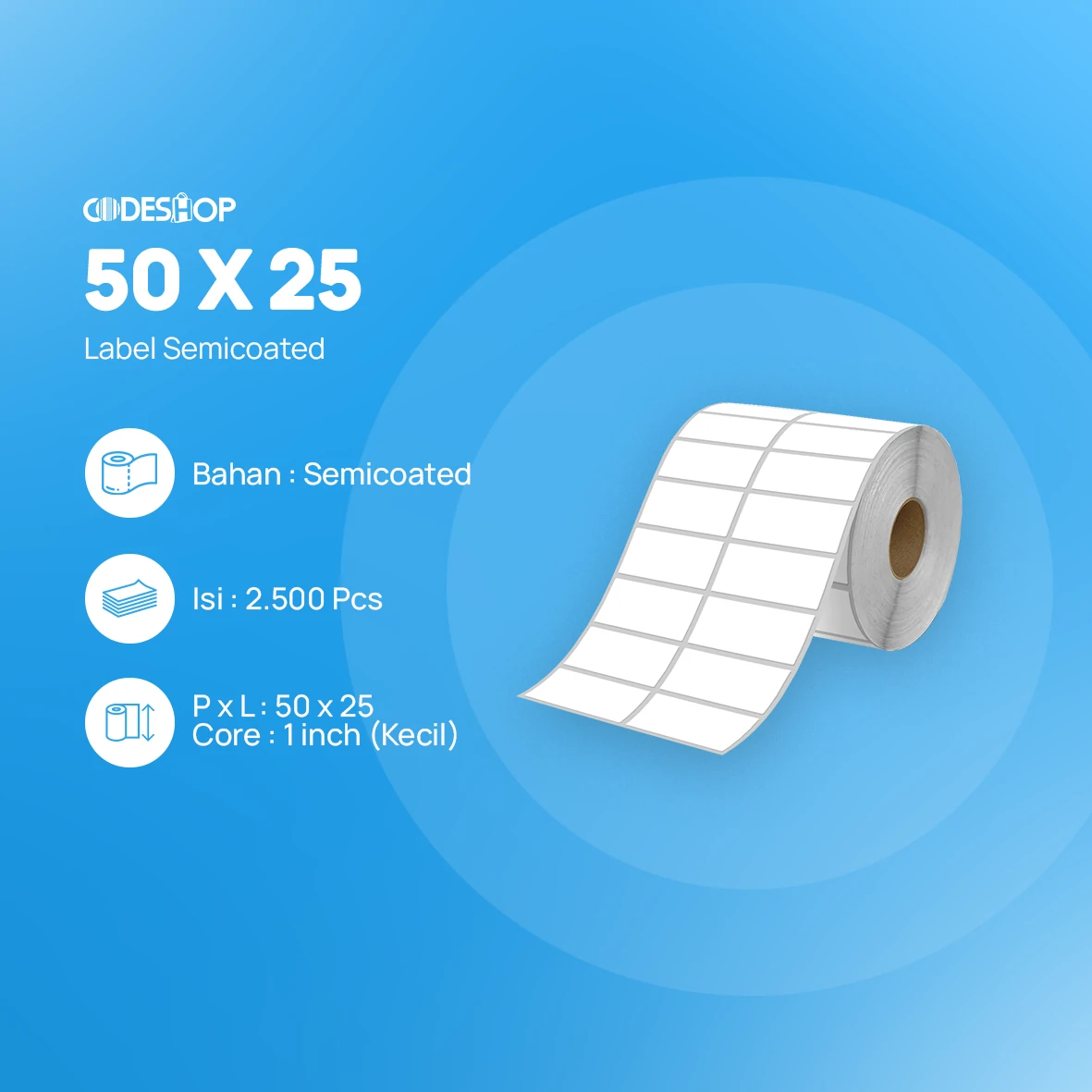 Label Semicoat 2Line 50x25mm 2500Pcs - Image 2