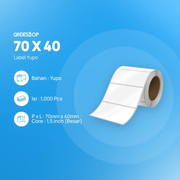 Label Yupo 1Line 70x40 1000Pcs Core besar - Toko Alat Kasir, Barcode ...