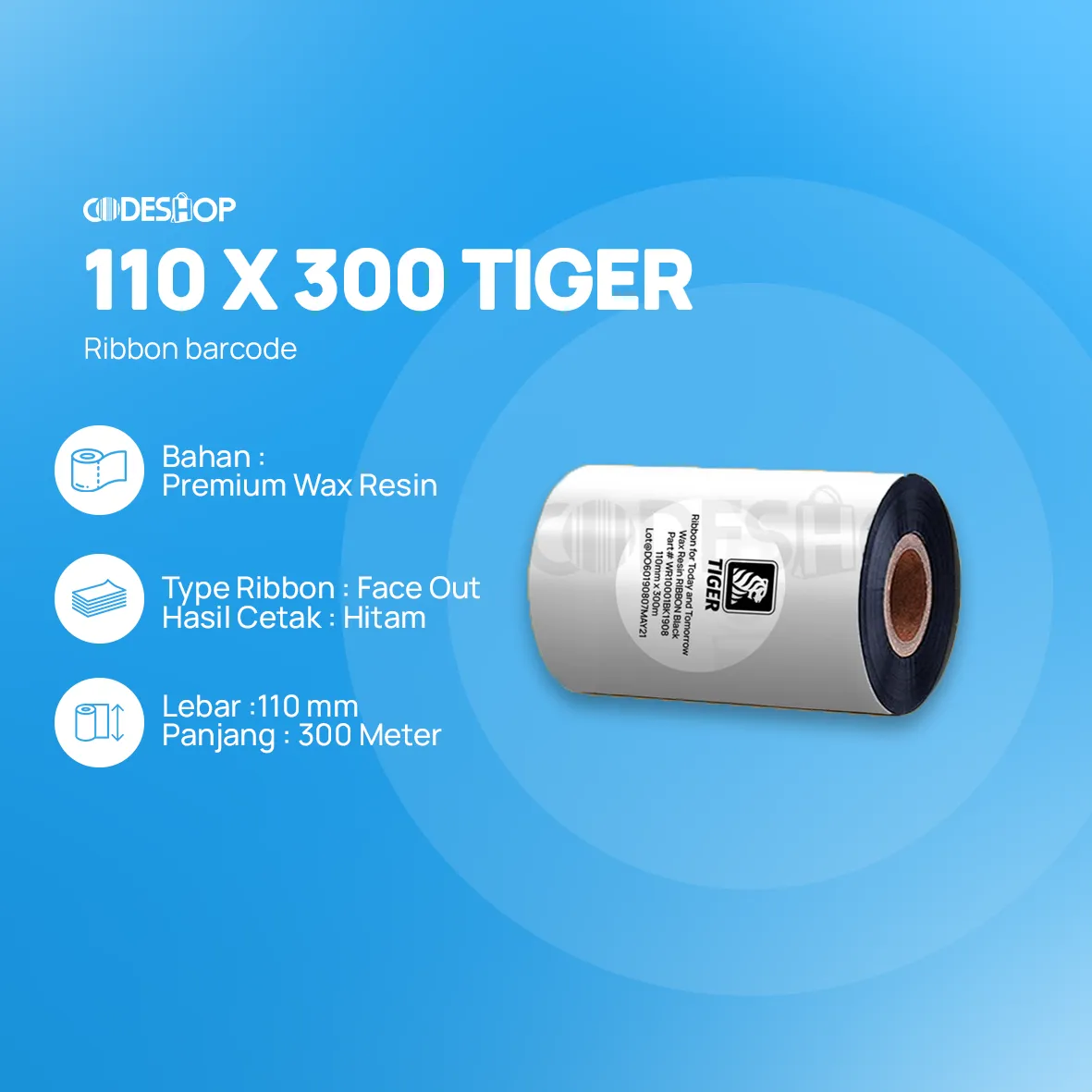 RIBBON BARCODE WAX RESIN 110X300 TIGER - Image 2