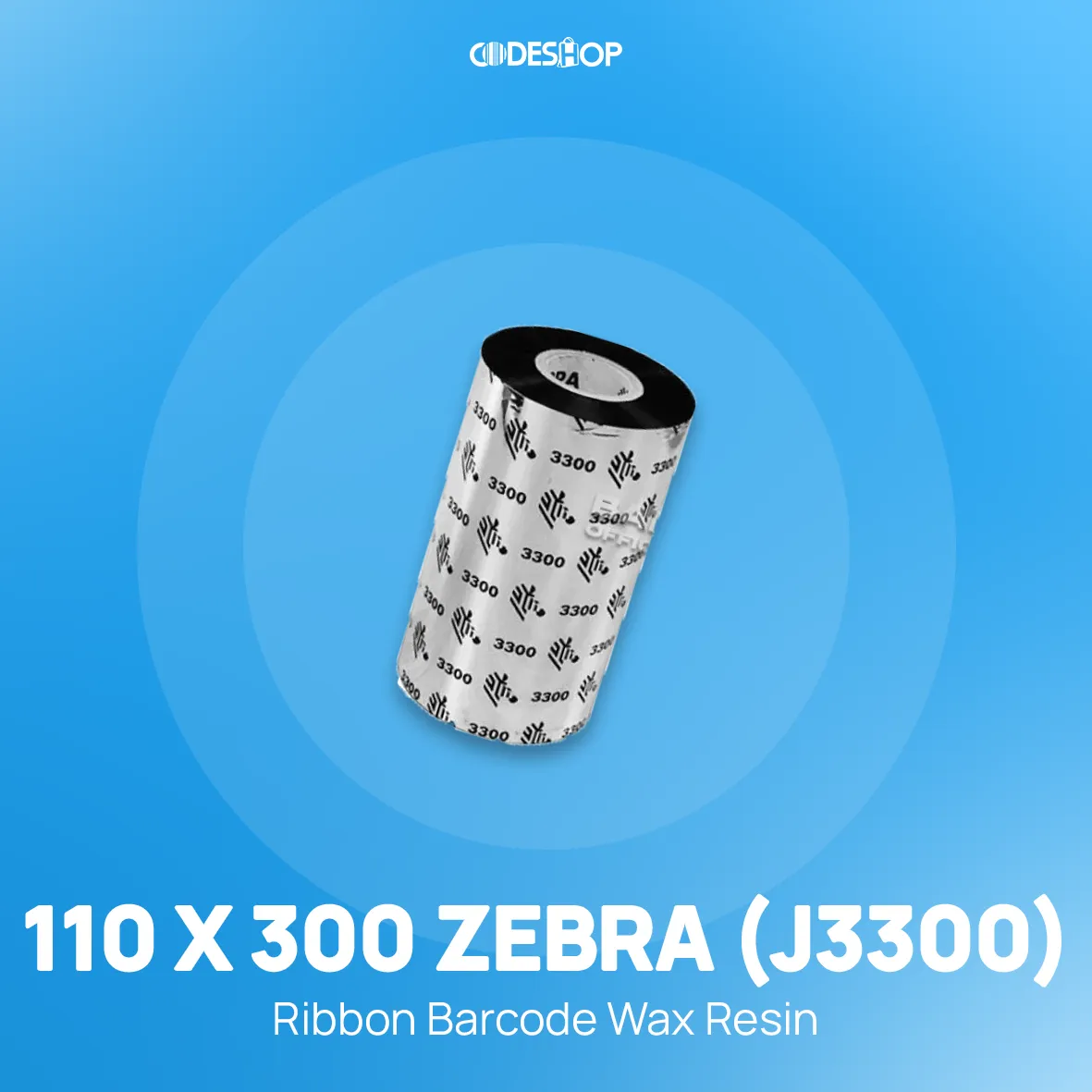 RIBBON BARCODE WAX RESIN 110X300 ZEBRA (J3300)