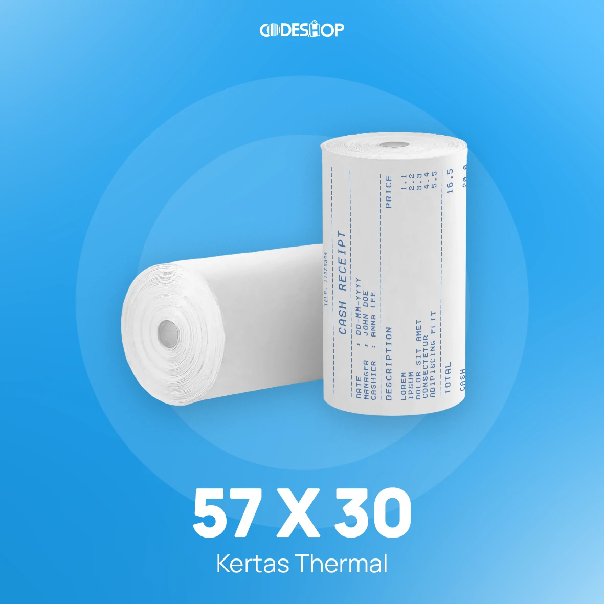 Kertas Thermal 57x30 BLUE