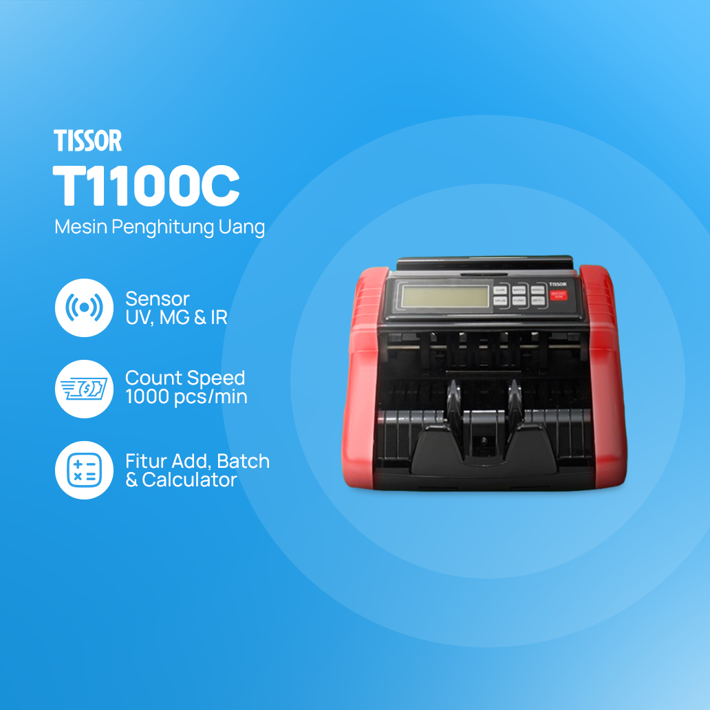 Mesin Hitung Uang Tissor T1100C Bill Counter Deteksi Uang Palsu