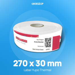 Custom Label Yupo Thermal 275 x 26 mm 1 Line Blackmark Full Color Isi 100 Pcs