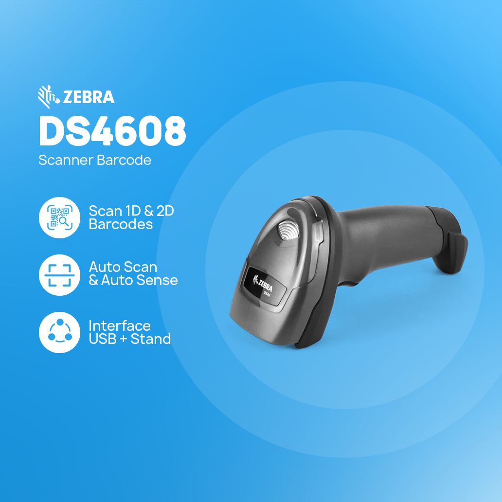 Scanner Barcode 1D 2D Imager Zebra DS4608 USB